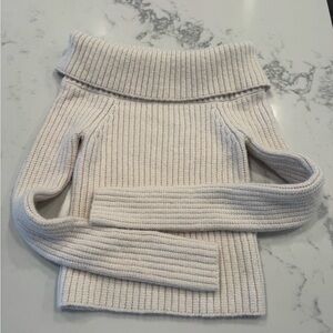 La Hearts Off-the-Shoulder Cream Sweater